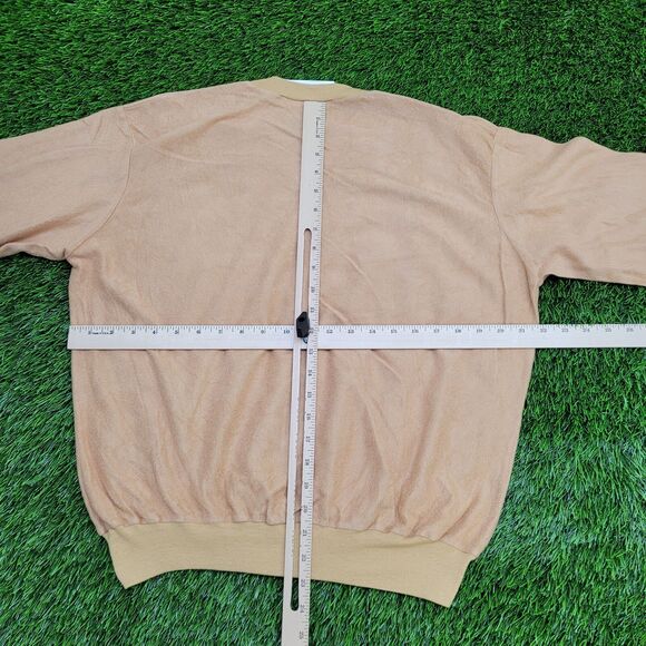 Vintage 70s MOD Velour Sweater M/L 21x23 Beige Cropped USA - Picture 4 of 11